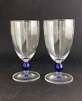 Buy Wedgwood Sarahs Garden Glassware Pair Of 16.3cm Blue Stemmed Wine Glasses • 40£