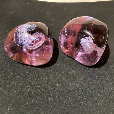 Buy Pair Of Pink Glass Paperweights • 9£