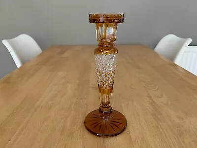 Buy Antique Cut Glass Amber And Clear Candlestick • 48£