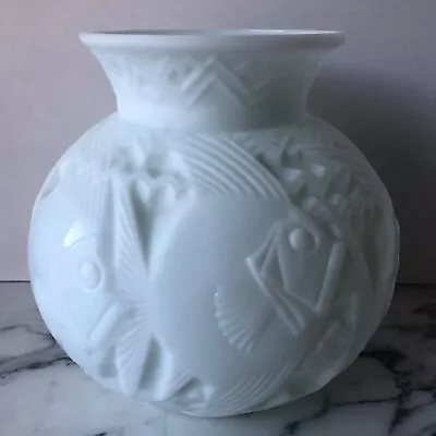 Buy Signed PIERRE D'AVESN Poissons FRENCH Art Deco GLASS VASE Lalique Artist 1930's • 1,200.91£