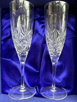 Buy Pair Of Royal Doulton CRYSTAL CHAMPAGNE FLUTE GLASSES WINE PROSECCO • 14.99£