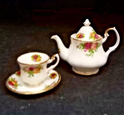 Buy Royal Albert Old Country Roses Bone China Miniature Teapot And Cup & Saucer • 9.99£