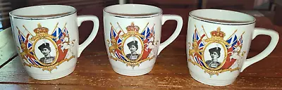 Buy Three Queen Elizabeth II Coronation Mugs Royalty KSP Keele Street Pottery 1953 • 10£