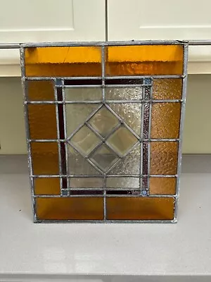 Buy Leaded Coloured Stained Glass Window Panel 47x56cm Good Condition Visible Crack • 25£
