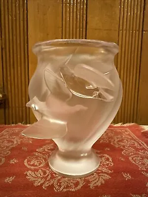 Buy Lalique France Rosine Frosted Oval Glass Vase With Flying Doves 5  - Some Damage • 94.50£