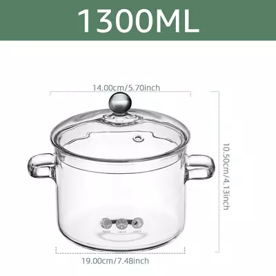 Buy Transparent Glass Soup Pot With Lid Cooking Pot With Double Handle High Temperat • 24.99£