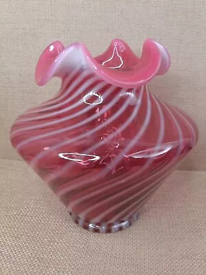 Buy Fenton Spiral Optic Cranberry Vase, Swirled Striped Optic Vase 1948-1954 • 33.14£