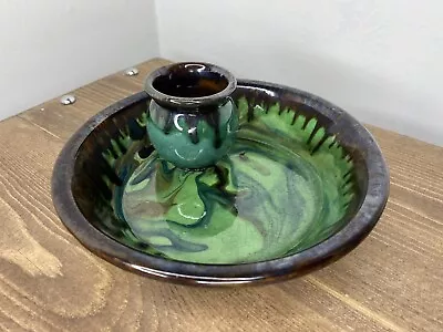 Buy Abstract Large Green & Brown Glazed Terracotta Decorative Joint Bowl & Jar • 14.90£