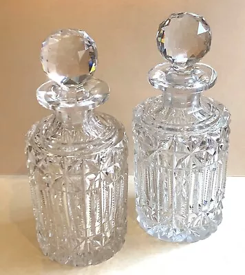 Buy Beautiful Pair Matching VINTAGE  Cut Glass Decanters  Port Etc. Good Condition • 48£