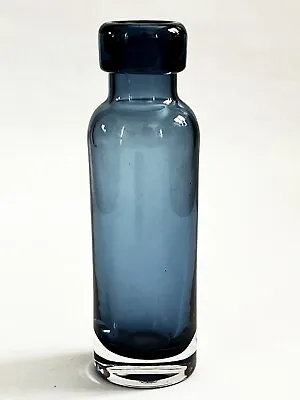 Buy Skruf Sweden Bengt Edenfalk Pressed Rim Blue Glass Vase Scandinavian Design • 24£