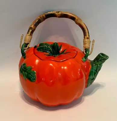 Buy Vintage Maruhon Ware Red Tomato Teapot W/Lid & Bamboo Occupied Japan • 27.49£