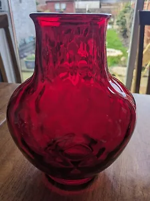 Buy Whitefriars Glass 9381 Diamond Moulded Pattern Vase In Ruby.scarce. • 14.99£
