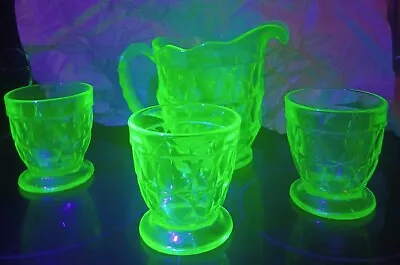Buy Sowerby Oxford Suite Uranium Glass Lemonade Set - Jug Pitcher And 3 Glasses • 30£