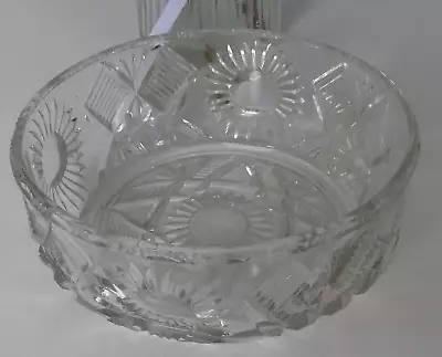 Buy Vintage Heavy Round Cut Glass Fruit Trifle Bowl • 12£