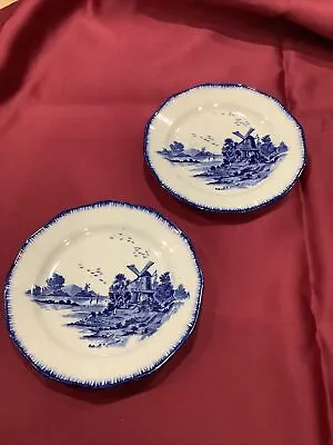 Buy 2 X Antique Royal Doulton Norfolk Blue & White Tea Side Plates 13.5 Cm Wide • 10£