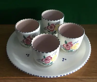 Buy Vintage / Kitsch 1960’s Floral Pattern Poole Pottery Set 4 Egg Cups + Plate Set • 29.50£
