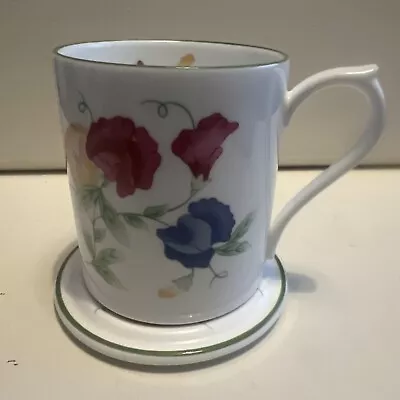 Buy Vintage Royal Stafford Bone China Small Mug & Coaster - Sweet Pea Pattern • 4.99£