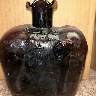 Buy Vintage Purple Glass Elephant Ruffled Rim Bottle Vase 5.75” • 6.63£