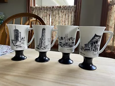 Buy Seyei Irish Coffee Pedestal Mug Set Of 4 Fine China Chicago Landmarks • 19.18£