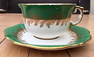 Buy Hammersley Bone China Cup & Saucer Green Gold White • 10£