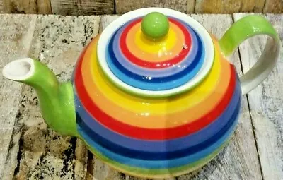 Buy Rainbow Stripe Large Teapot Ceramic Pottery Fair Trade Hand Painted  • 22.95£
