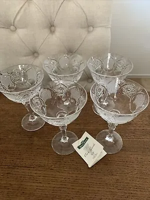 Buy Czechoslovakian Set Of 5 Crystal Queen Lace Cut Glasses • 80.33£