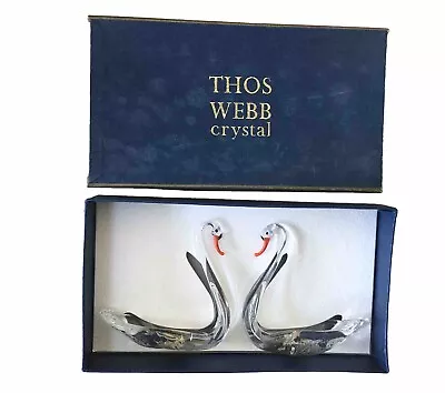 Buy Pair Of Thomas Webb Crystal Swans • 15£
