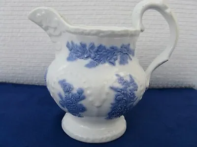 Buy Antique Adderley China Milk Jug With Blue & White Embossed Flowers Chelsea Ware • 30£