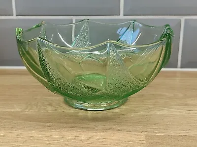 Buy Sowerby Elegant Antique Vintage Art Deco Green Glass Bowl,Great Condition. • 30£
