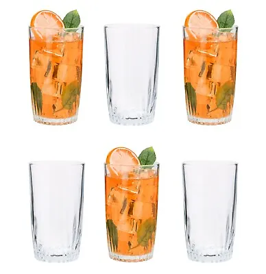 Buy 6 Highball Tumblers Water Juice Cut Edge Glass Cocktail Drinks Glasses 310ml • 8.99£