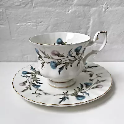 Buy Royal Albert Brigadoon Tea Cup And Small Plate Thistle Blue Pink Floral • 14.99£