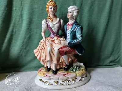 Buy Vintage Italian Capodimonte Styled Ceramic Figurine Of A Courting Couple (AF) • 20£