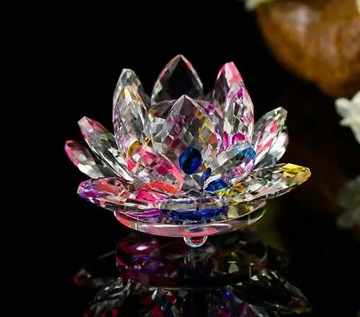 Buy Crystal Glass Lotus Flower Candle Holder Candlestick Home Decor Craft Tea Light • 14.99£