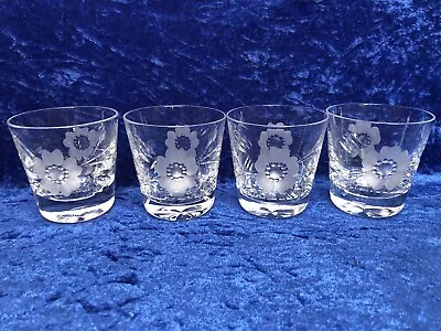 Buy ROYAL ALBERT 'Old Country Roses' X 4 Crystal Etched 3'' Whiskey Tumbler Glasses • 29.99£