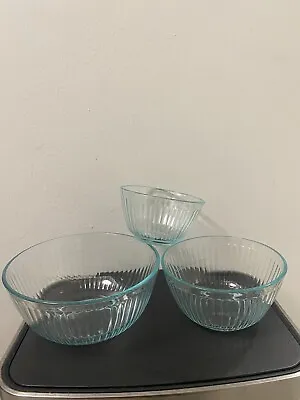 Buy VTG Pyrex Ribbed Glass Mixing Bowls 7401-S 7402-S 7403-S Emerald Green Set Of 3 • 33.45£
