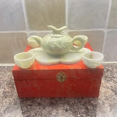 Buy Stunning Lantian Jade Tea Pot Tea Cup Set With Box - Handmade Polished Jade. • 47.11£