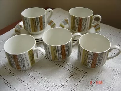 Buy Vintage 1960's Midwinter Sienna Pattern Tableware ~ 5 Coffee Cups + 6 Saucers • 20£