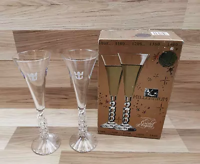 Buy Set Of 2 Vintage Fluted Champagne Millennium 2000 Glasses Cristal D'Arques Boxed • 14.99£