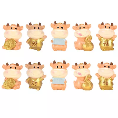 Buy 10pcs Chinese Zodiac Bull Ox Mini Ornament For Home Office Table Decor • 23.98£