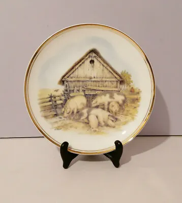 Buy Royal Vale PIG Pigs Bone China Decorative Farm Scene Plate 20.5cm Wide • 8.40£