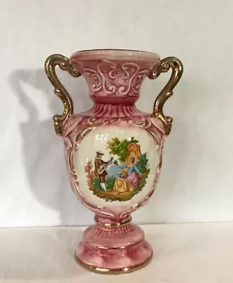 Buy VTG 70’s Pink FRAGONARD Italy Double Handle Courting Couple 13-3/4” Tall Vase • 144.62£