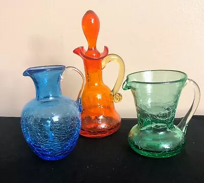 Buy Vintage Art Glass ~MCM Hand BlownGlass Vases ~Lot Of 3 • 34.71£