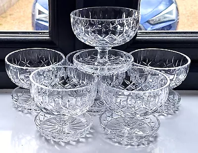 Buy Six Vintage Cut Crystal Glass Footed Bowls • 24£