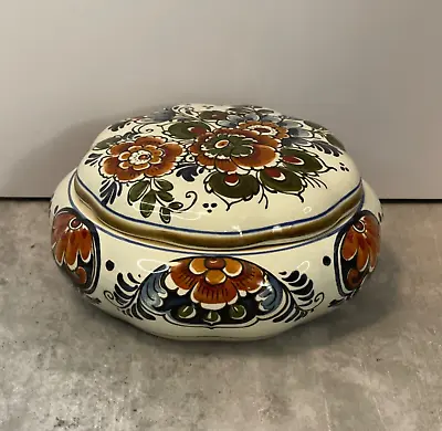 Buy Vintage Trinket Dish & Lid Flora Keramiek Delft Polychroom Pottery Dutch Art 6  • 19.20£