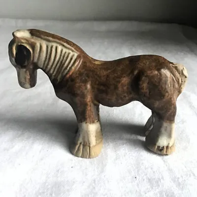 Buy Vintage Tremar Studio Stoneware Pottery Pony / Shire Horse Figurine. • 6.50£