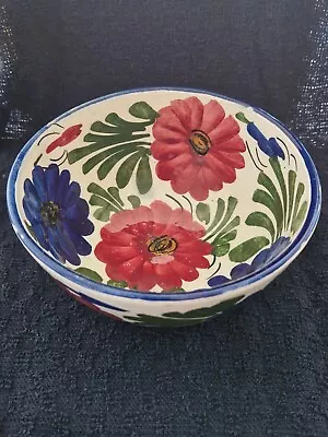 Buy VINTAGE SPANISH Blue Red White Floral Pottery Bowl. • 1£