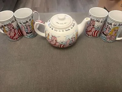 Buy Paul Cardew The Pots Family-We Do Like To Be Beside The Seaside-Tea Pot + 4 Mugs • 29.99£