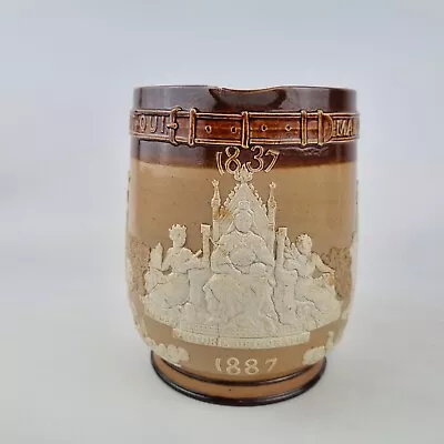 Buy Antique Doulton Lambeth Stoneware Jug Golden Jubilee Queen Victoria 1887 #2 • 95£