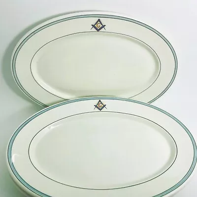 Buy Vintage Restaurant Ware Large Oval Serving Platters, Freemason Masonic Dishes • 43.46£
