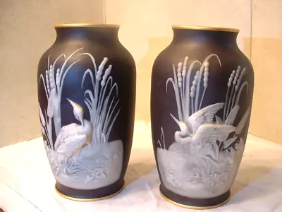 Buy RARE HTF Pair Of Camille Tharaud  French Limoges Vase With Raised Stork Motifs • 360.20£